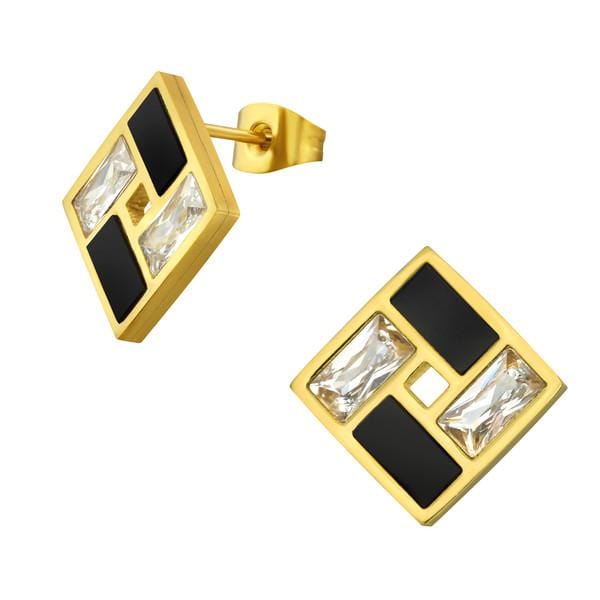 Gold Surgical Steel Square Stud Earrings