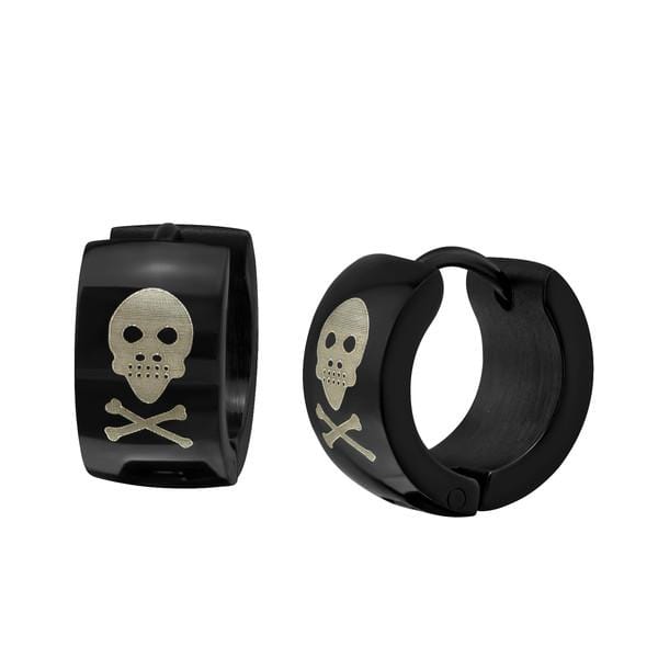 Black Huggies  Skull Earrings