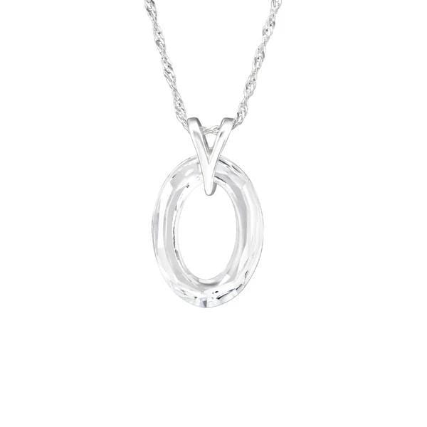 Silver Crystal Oval Necklace With Swarovski Crystal