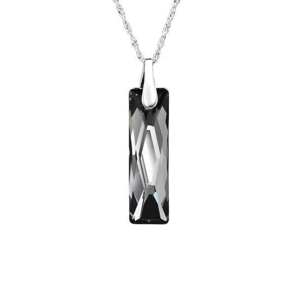 Silver Rectangle Silver Night Necklace With Swarovski Crystal