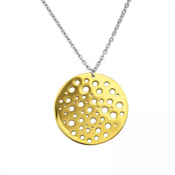 Steel Gold Disc Necklace