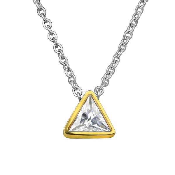 Steel Gold Triangle Necklace