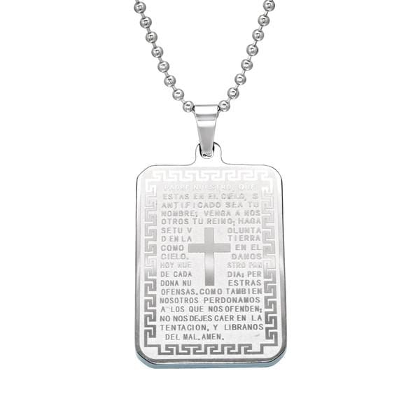 Steel Cross Tag Necklace