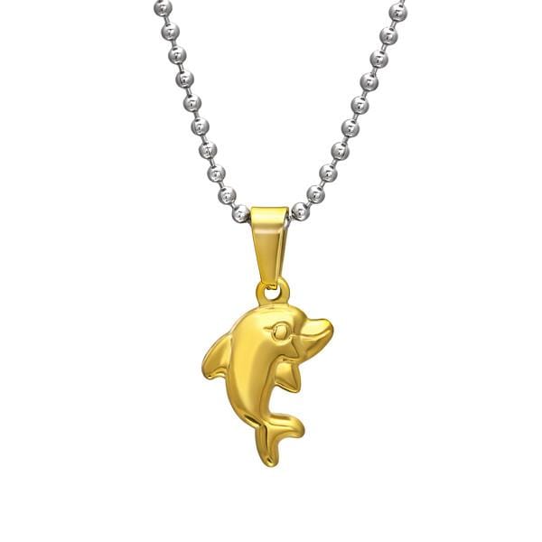 Steel Gold Dolphin Necklace