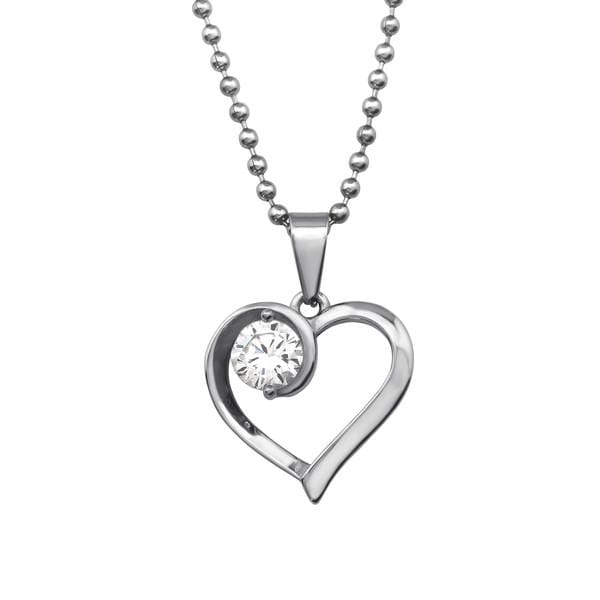Surgical Steel Cubic Zirconia Heart Necklace
