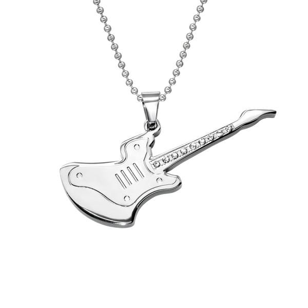 Surgical Steel Crystal Pendant Guitar Necklace