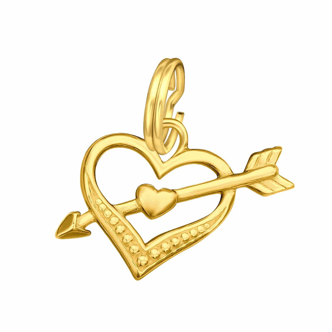 Gold Heart Arrow Charm with Split ring