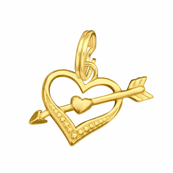 Gold Heart Arrow Charm with Split ring