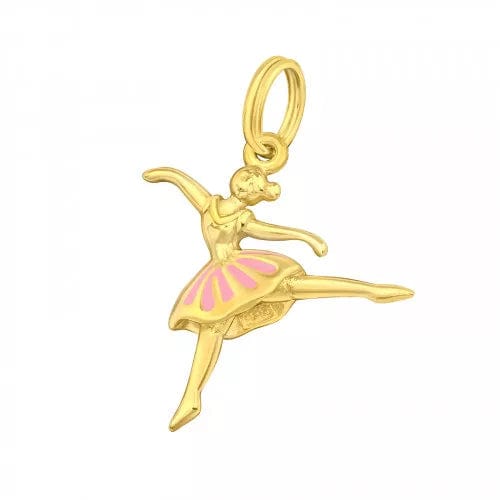 Gold Ballerina Charm with Split Ring