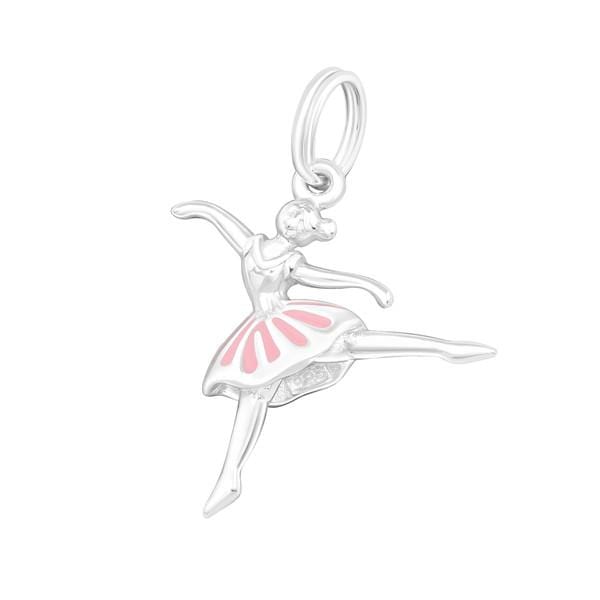 Sterling Silver Pink Ballet Charm