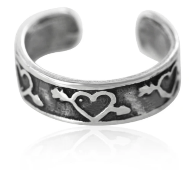 Sterling Silver Cupids Heart Toe Ring