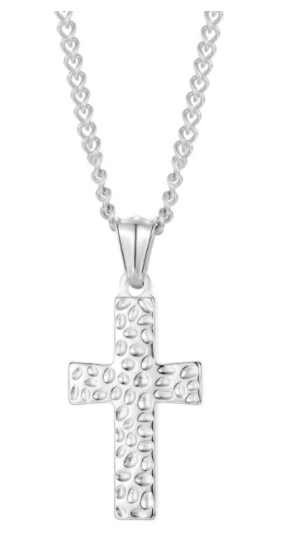 Hammered Cross Mens Necklace