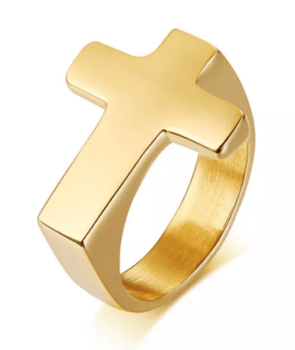 Steel Gold Cross Rings