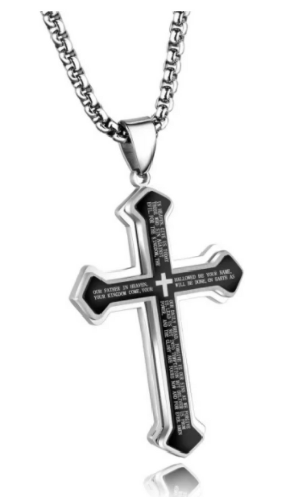 Mens Bible Verse Cross NecklaceMens Bible Verse Cross Necklace