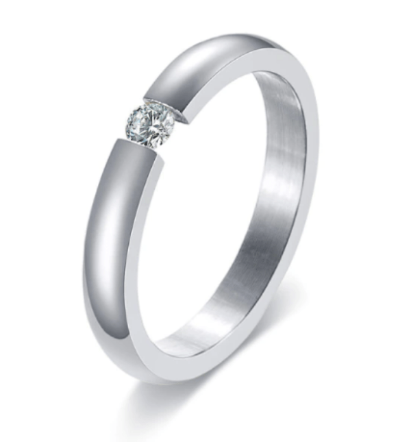Solitaire Silver Wedding Engagement Ring for Women
