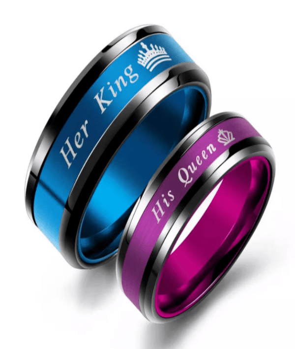 Steel Lovers Promise Her King & His Queen Wedding Engagement Ring for Couple