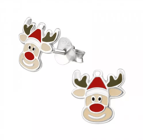 Silver Reindeer Stud Earrings for Girls