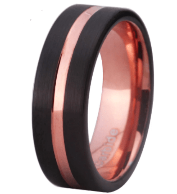 Rose Gold Black Tungsten Ring