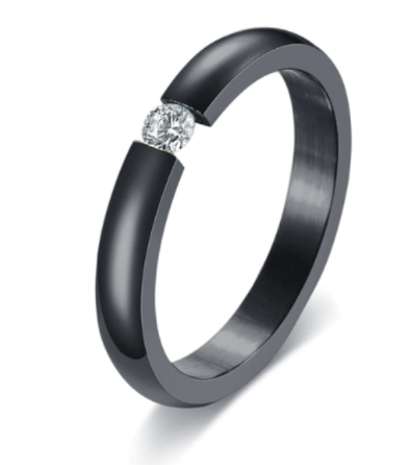 Solitaire Black Wedding Engagement Ring for Women