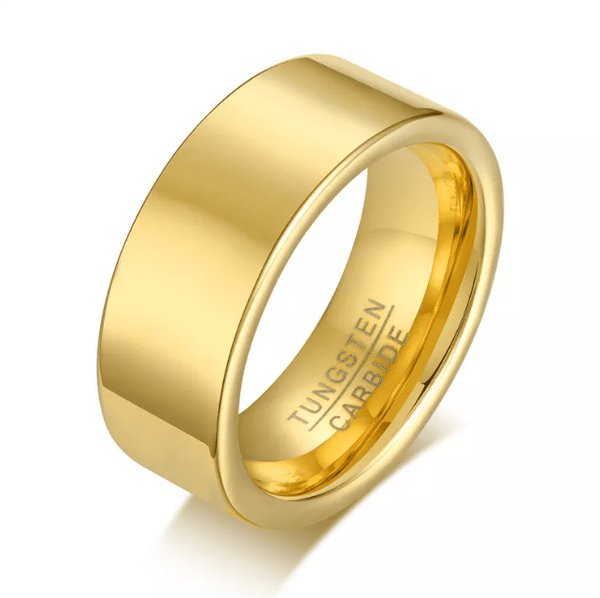Personalized Gold Tungsten Carbide Wedding Band Ring for Men