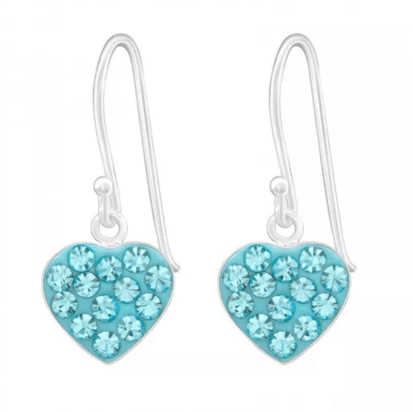 Blue Crystal Heart Earrings