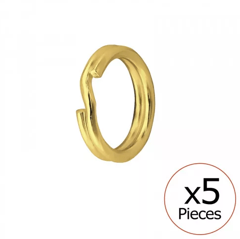 5 PCs Gold Plated Split Ring Sterling Silver Finding
