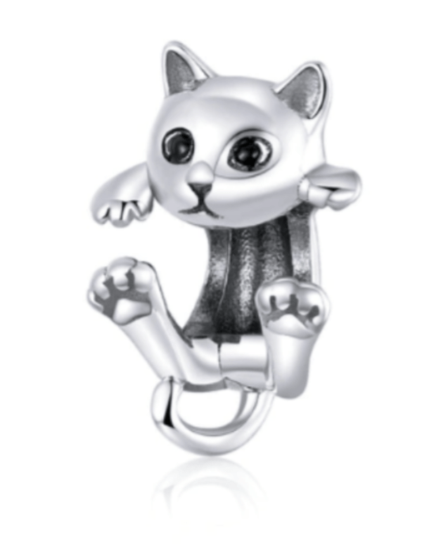 Silver Cat Charm for Bracelets