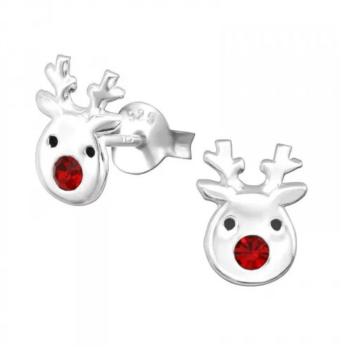 Kids Silver Reindeer Stud Earrings