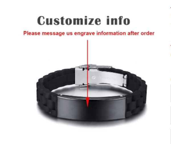Custom Personalised Engraved Black Bracelet