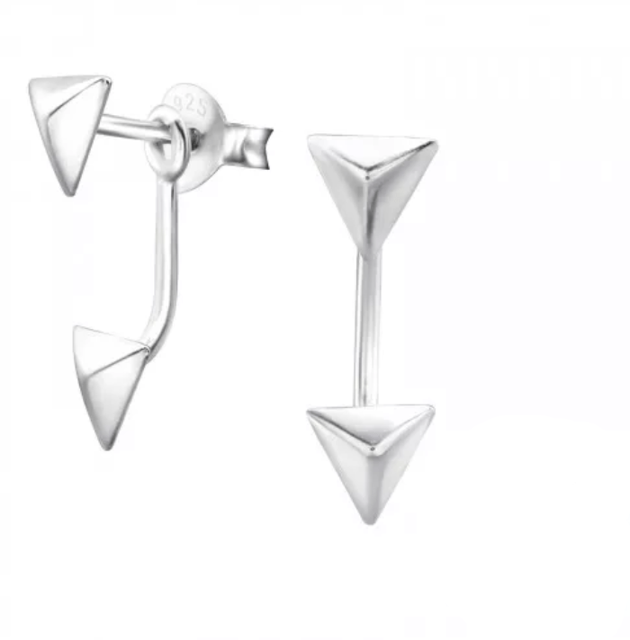 Silver Triangle Hanging Earrings