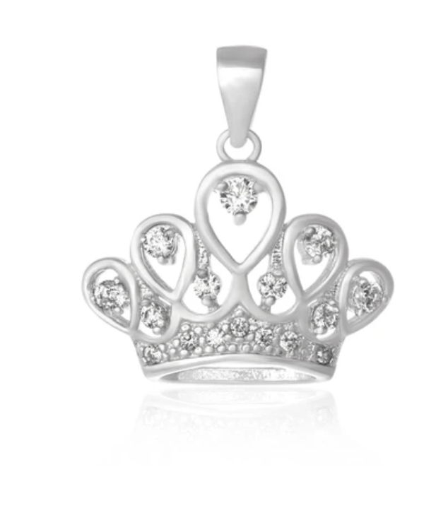 Silver Crown Cubic Zirconia Pendant