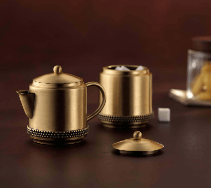 Handmade Brass Mug & Sugar Pot Set