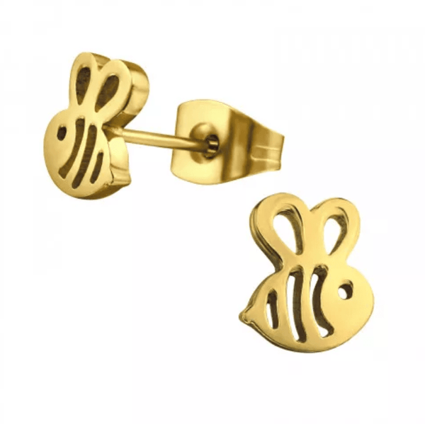 Gold Surgical Steel Bee Stud Earrings