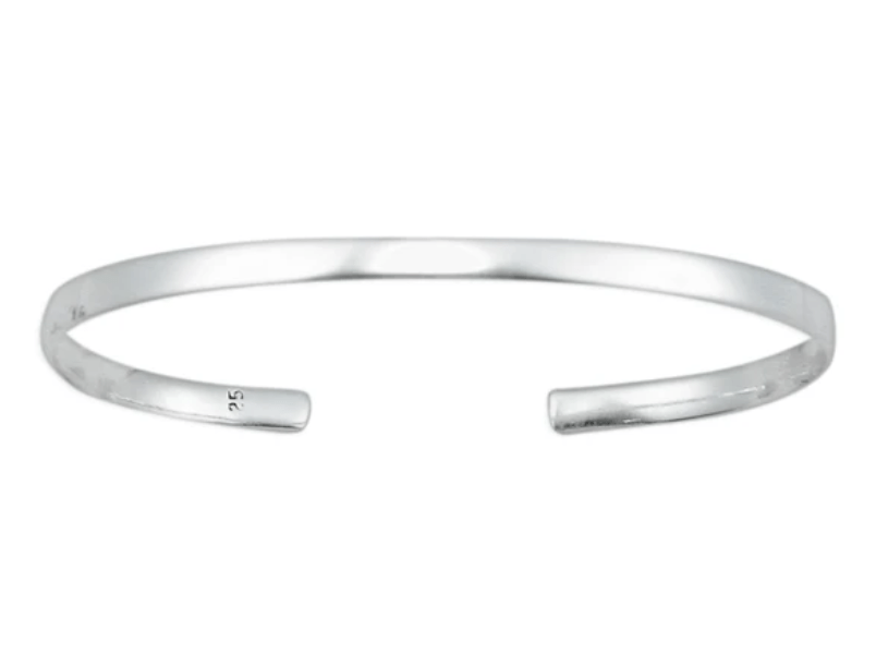 Silver Slim Plain Cuff Bracelet