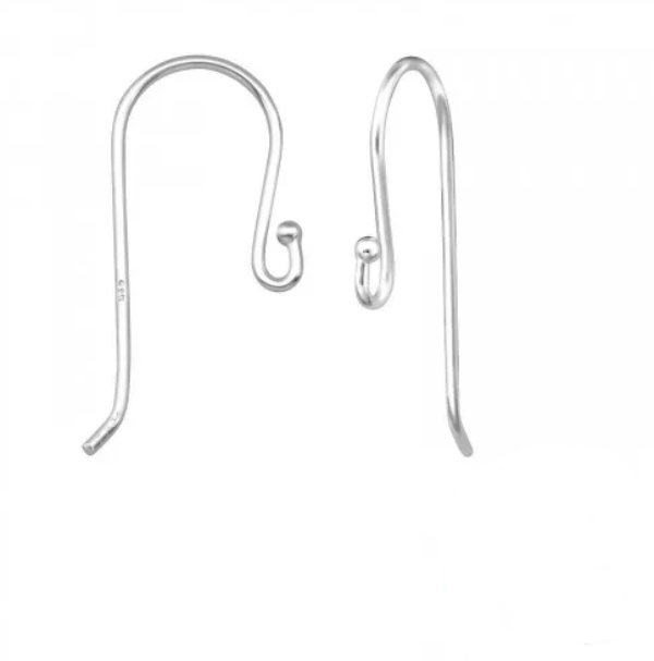 Sterling Silver Fish Ear wire Hook Finding- 5 Pairs