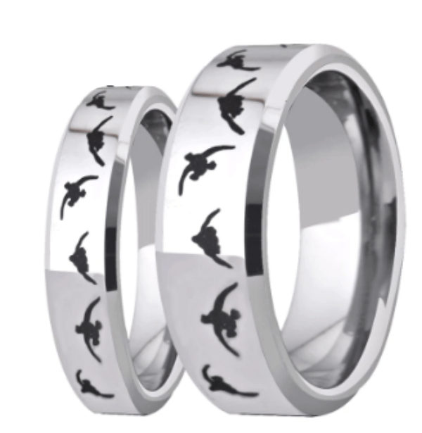 Silver Animal Engraved  Ring for Couple