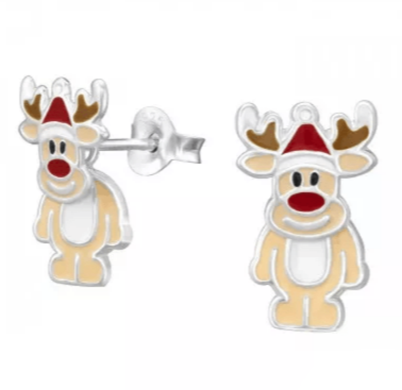 Silver Reindeer Hanging Earrings