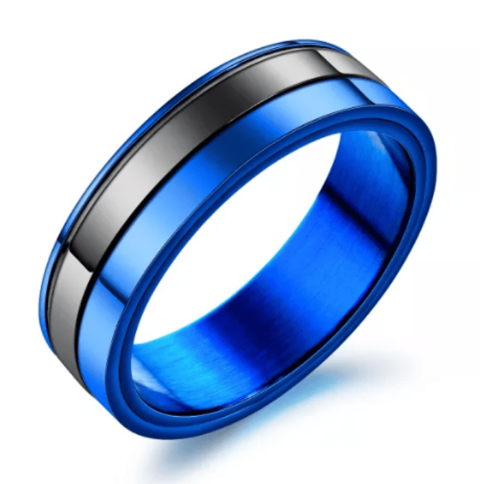 Steel Blue Couple Rings for Him and Her