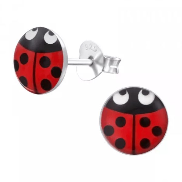 Kids Silver Ladybug Stud Earrings