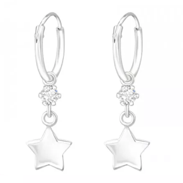 Silver Star Hoop from Crystals Swarovski