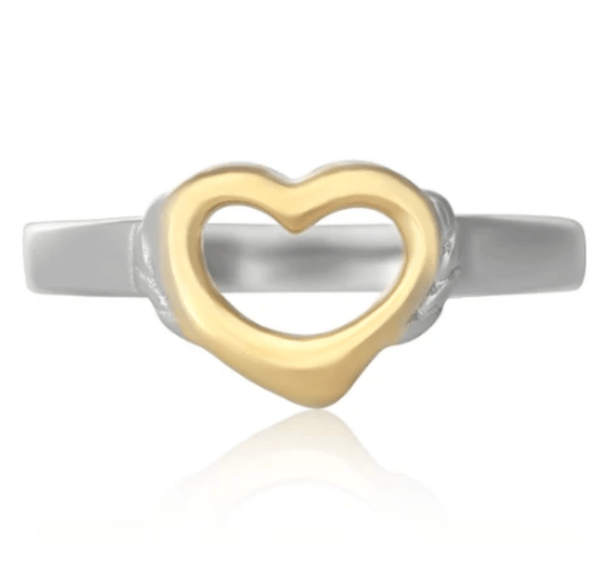 Silver and Gold Open Heart Ring