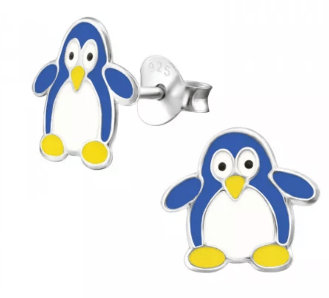 Kids Silver Penguin Stud Earrings