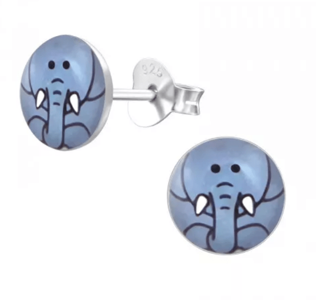 Kids Silver Elephant Stud Earrings