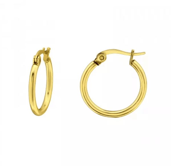 Gold 15mm Steel Hoop Earrings
