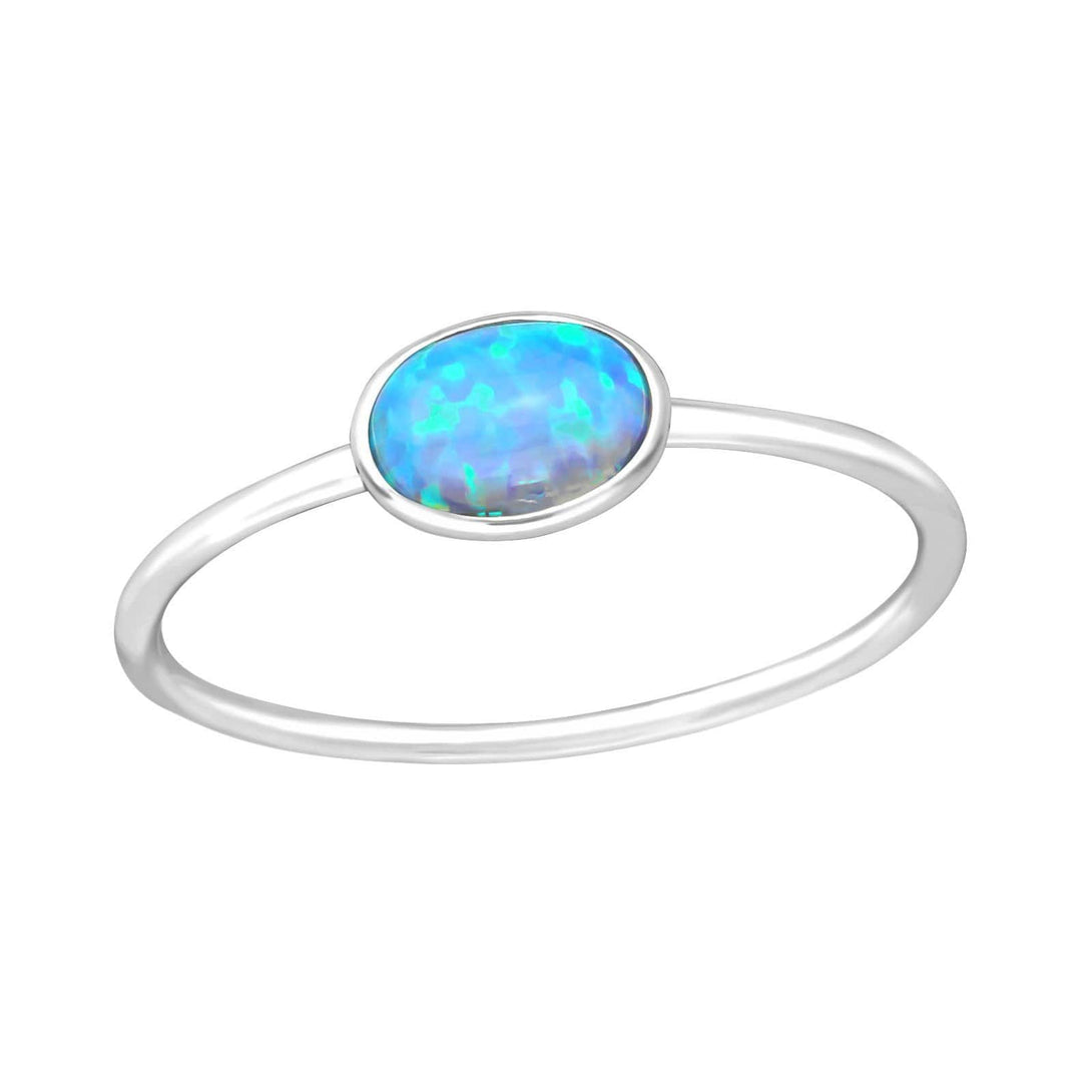 Silver Oval Azure Ring  