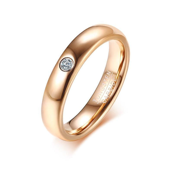 Rose Gold CZ Tungsten Wedding Ring for Women - OK