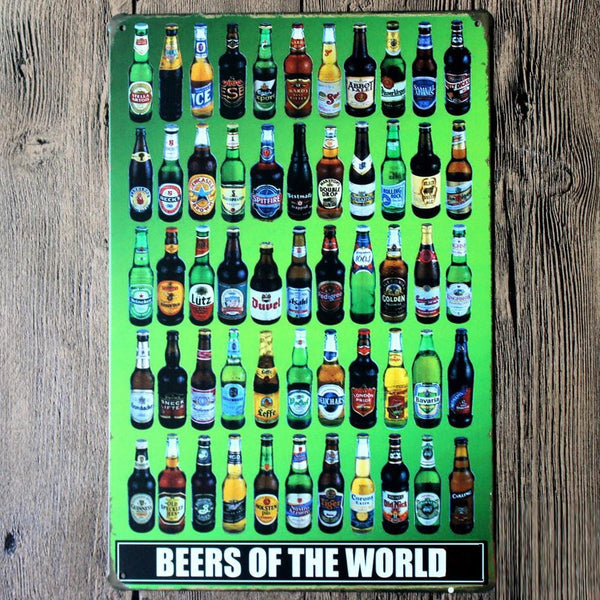 Beers of the World Metal Tin Poster