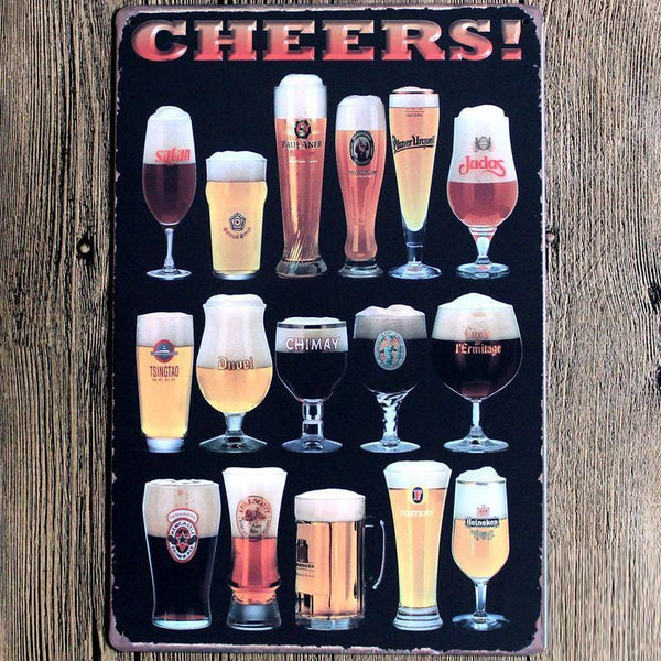 Beer Menu Cheers Metal Tin Sign Poster