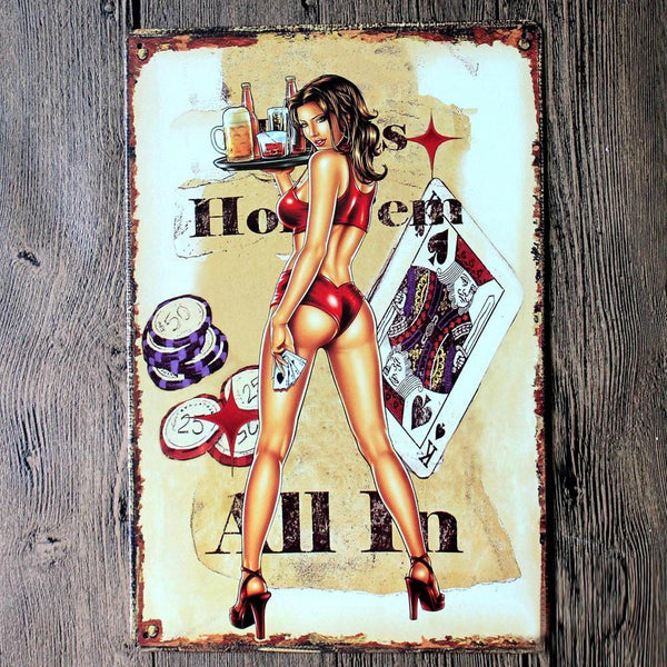 Hot Girl Pub Bar Sign Metal  Poster