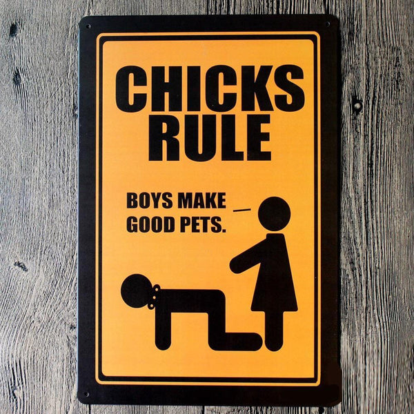 Chicks Rule Metal Tin Poster